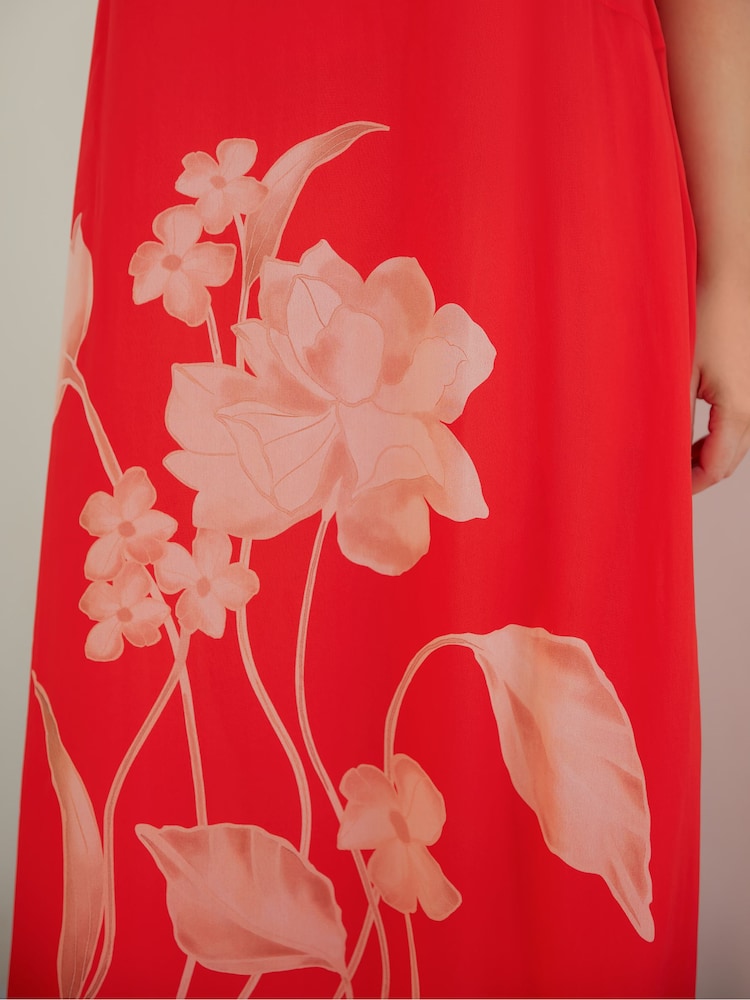 Live Unlimited Red Curve Floral Print Sleeveless Maxi Dress - Image 5 of 5 Live Unlimited Red Curve Floral Print Sleeveless Maxi Dress - Image 5 of 5