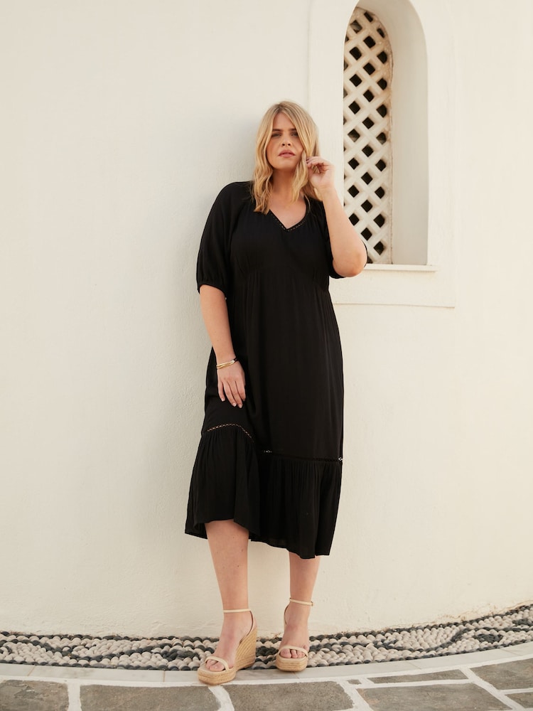 Live Unlimited Curve V-Neck Tiered Midi Dress - Bild 2 von 6