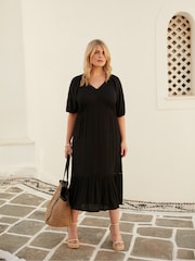 Live Unlimited Curve V-Neck Tiered Midi Dress - Bild 3 von 6