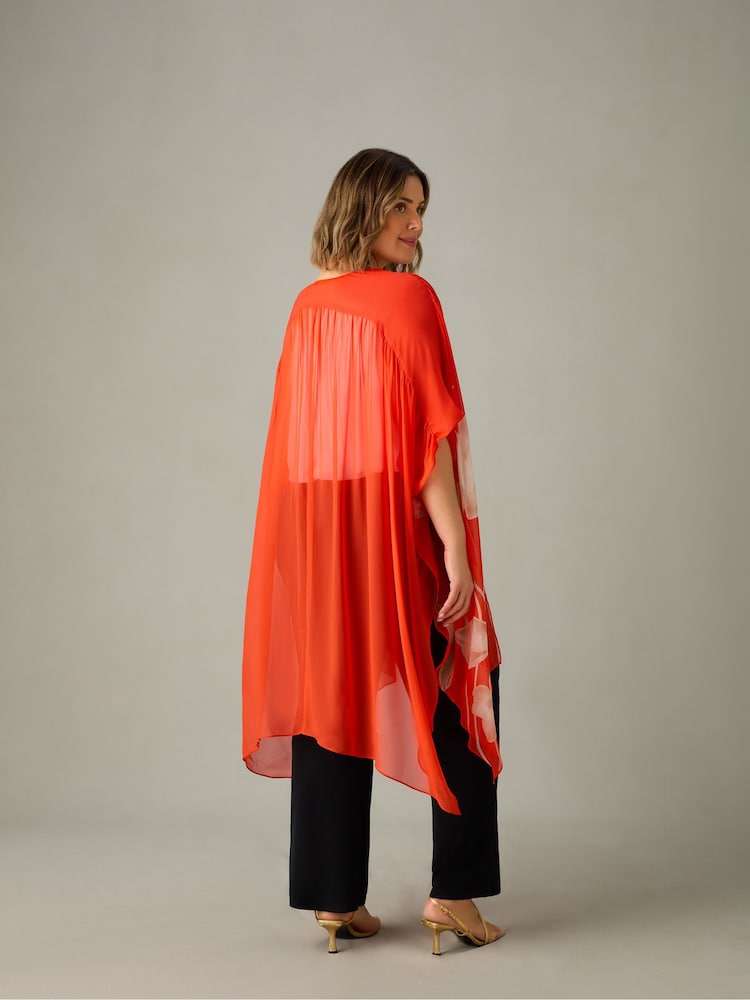 Live Unlimited Red Curve Floral Print Kimono - Image 4 of 4
