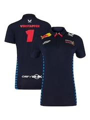 Fanatics Womens F1 Red Bull Racing 2024 Max Verstappen Team Blue Polo Shirt - Image 1 of 3