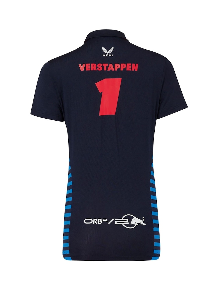 Fanatics Womens F1 Red Bull Racing 2024 Max Verstappen Team Blue Polo Shirt - Image 3 of 3