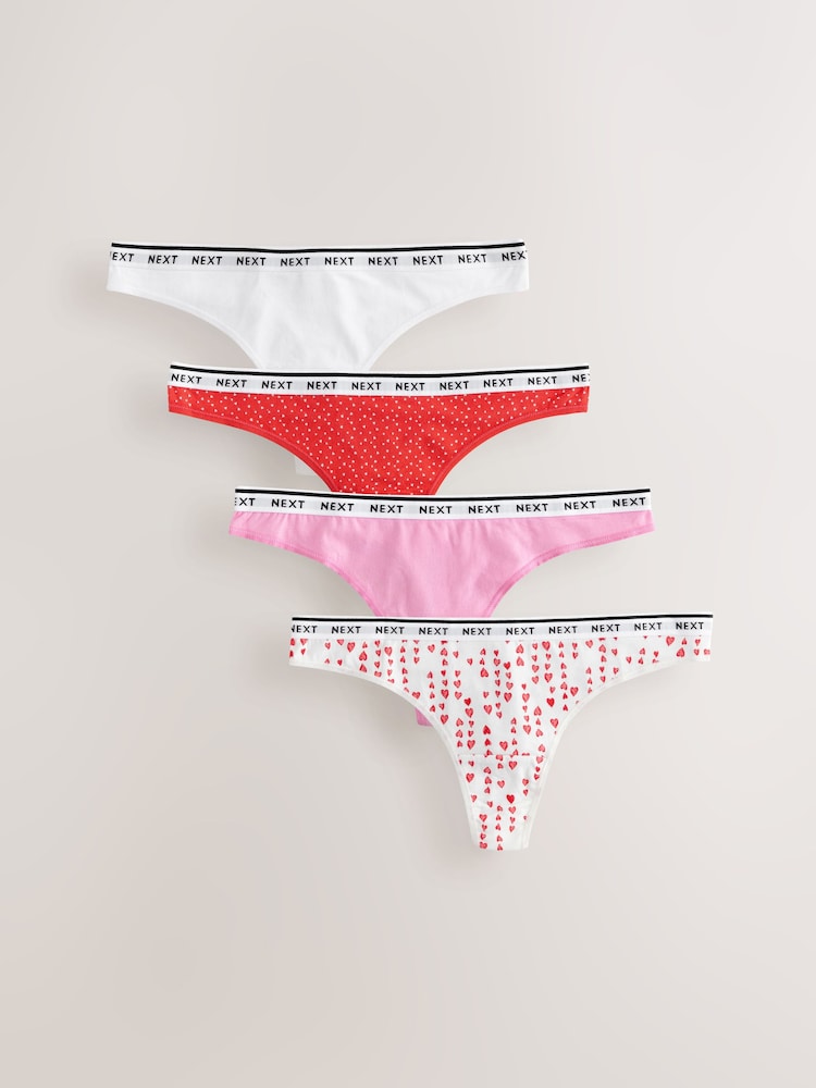Valentines Thong Logo Knickers 4 Pack - Image 1 of 7