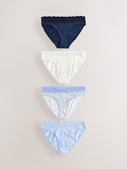 Blue Ditsy High Leg Lace Knickers 4 Pack - Image 1 of 11