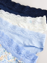 Blue Ditsy High Leg Lace Knickers 4 Pack - Image 11 of 11