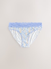Blue Ditsy High Leg Lace Knickers 4 Pack - Image 7 of 11