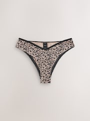 Print/Plain Brazilian Geo Lace Trim Knickers 4 Pack - Image 3 of 9