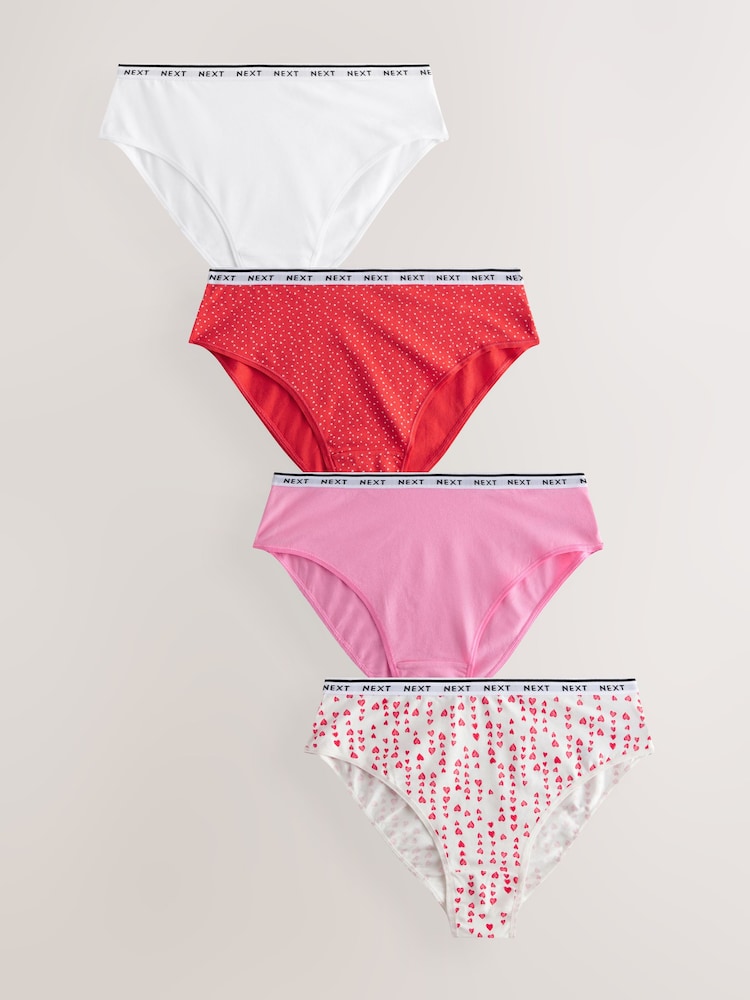 Valentines High Rise High Leg Logo Knickers 4 Pack - Image 1 of 10