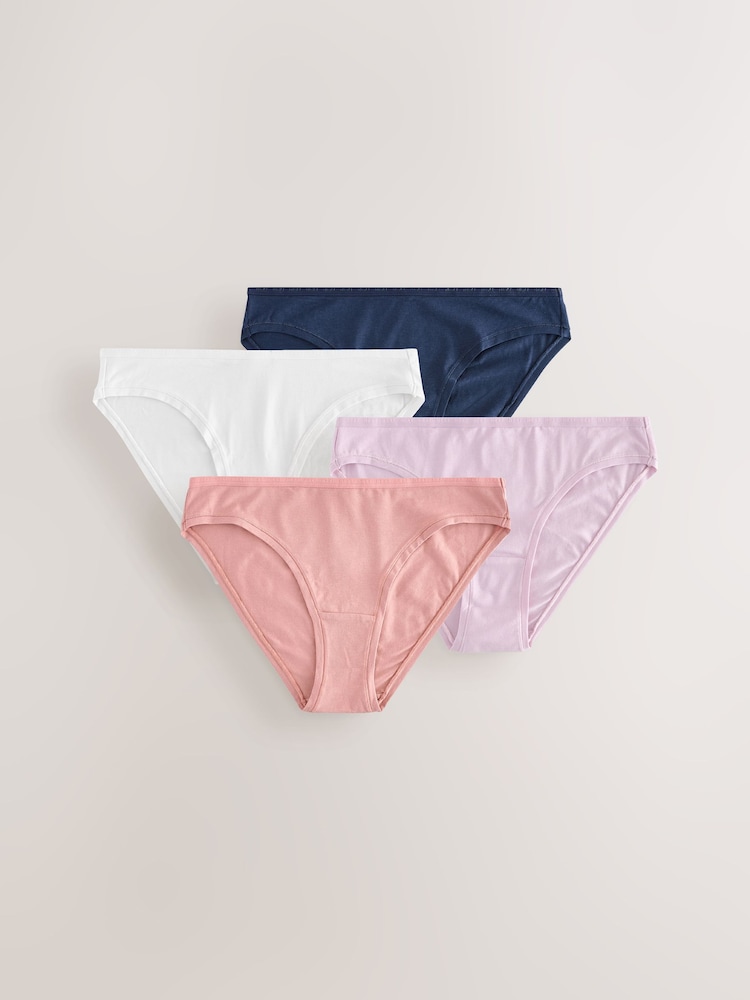 Navy/Pink/Cream High Leg Thong Modal Logo Ultimate Comfort Knickers 4 Pack - Image 1 of 7