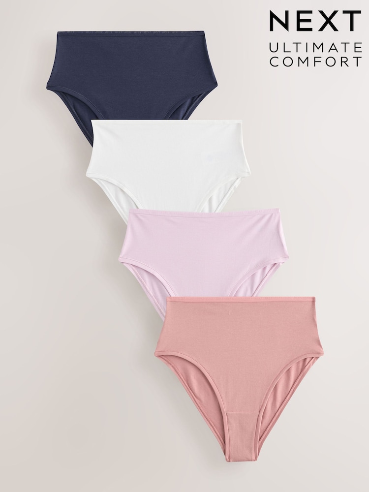 Navy/Pink/Cream High Rise High Leg Thong Modal Logo Ultimate Comfort Knickers 4 Pack - Image 12 of 12