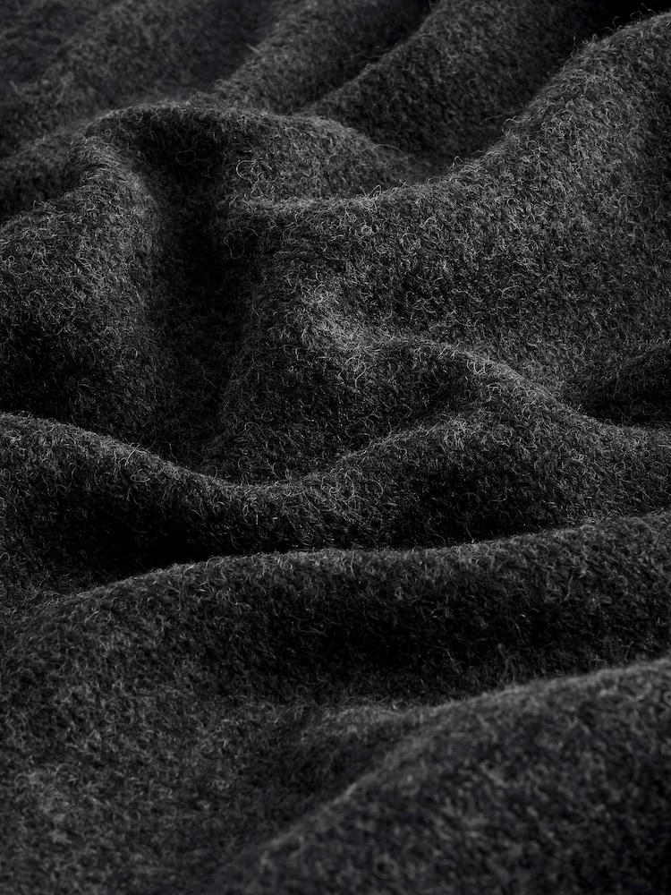 Grey Charcoal Relaxed Fit Hooded Knitted Jumper Dress with Wool - Image 8 of 8