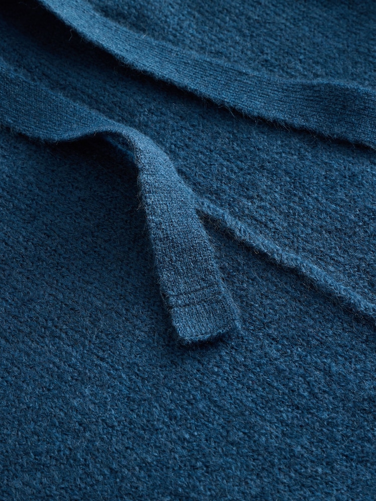 Blue Indigo Relaxed Fit Hooded Knitted Jumper Dress with Wool - Image 8 of 8