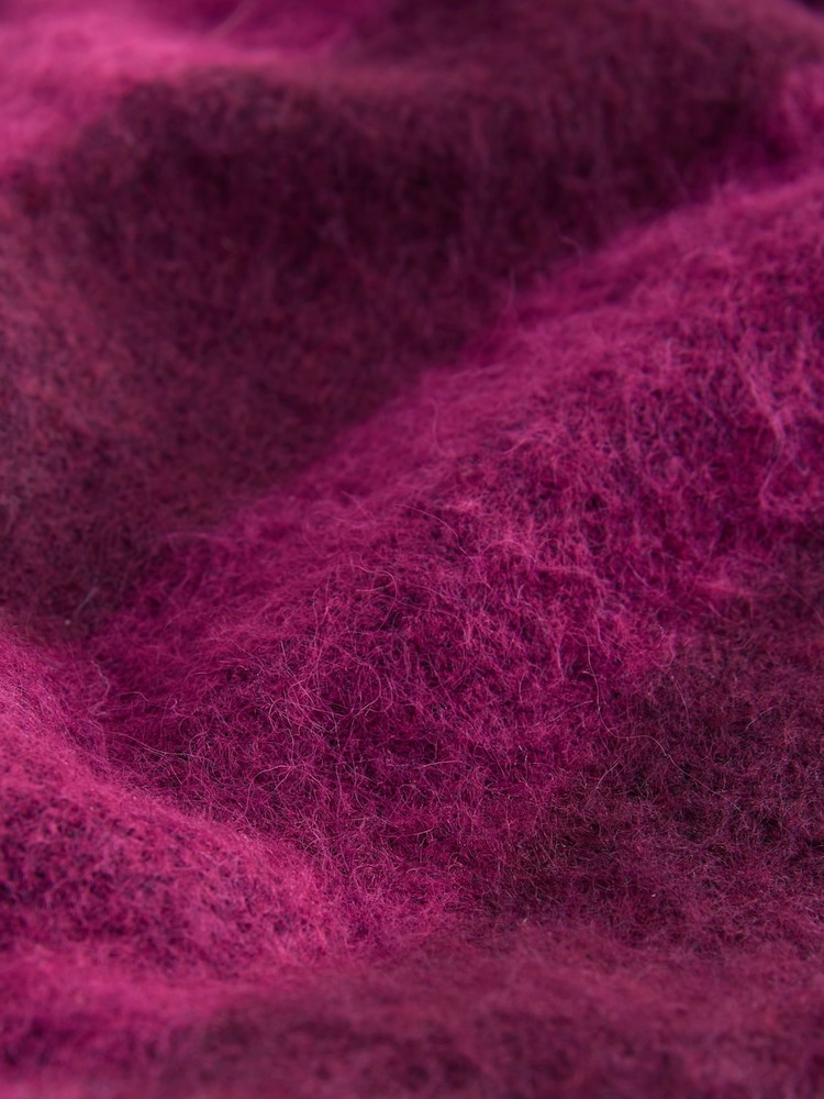 Burgundy Red Stripe Soft Touch Brushed Shirt Layer Knitted Jumper - Image 8 of 8