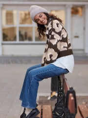Animal Neutral Soft Touch Brushed Shirt Layer Knitted Jumper - Image 2 of 8