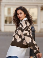 Animal Neutral Soft Touch Brushed Shirt Layer Knitted Jumper - Image 3 of 8