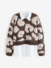 Animal Neutral Soft Touch Brushed Shirt Layer Knitted Jumper - Image 6 of 8