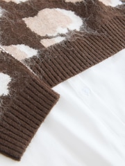 Animal Neutral Soft Touch Brushed Shirt Layer Knitted Jumper - Image 7 of 8