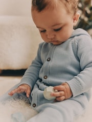 Blue Baby Knitted Hood Romper (0mths-2yrs) - Image 3 of 6