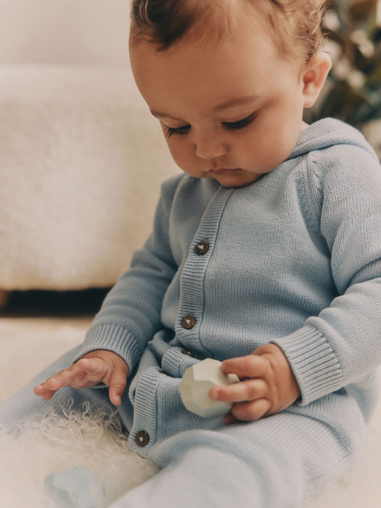 Blue Baby Knitted Hood Romper (0mths-2yrs) - Image 3 of 6