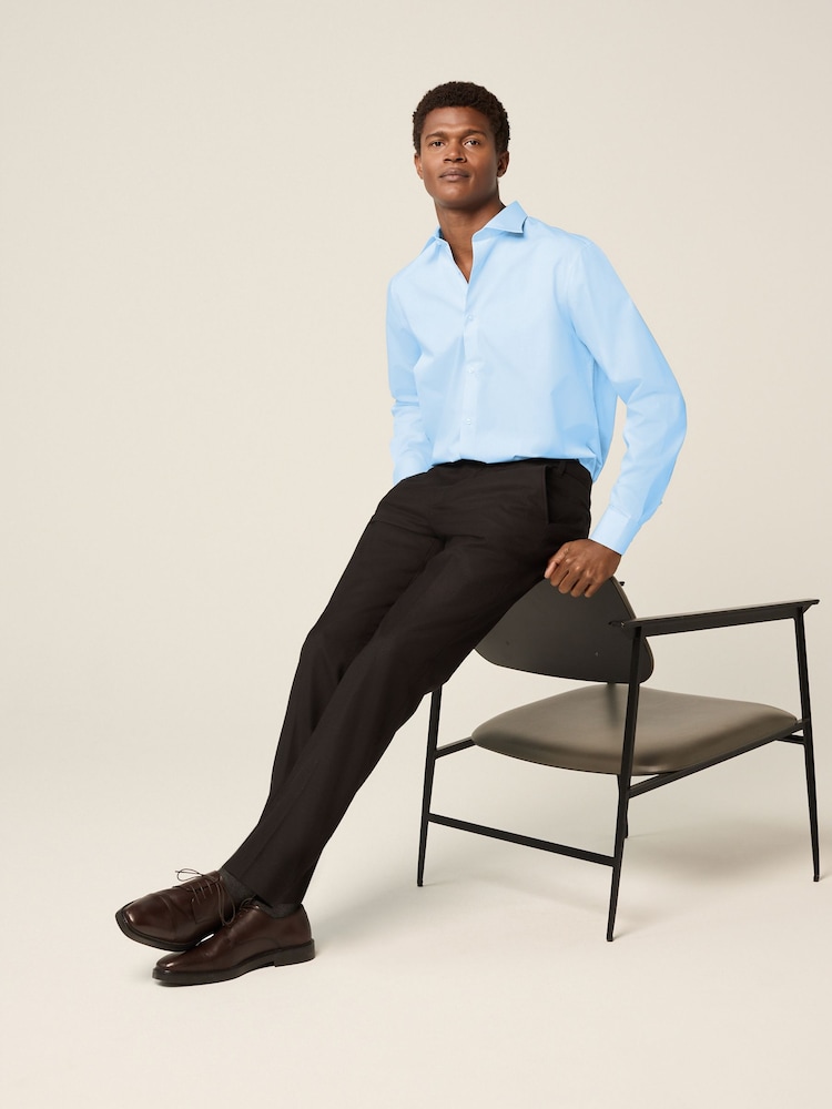 Blue Regular Fit Cutaway Collar Easy Care Smart Shirt - Image 3 of 7