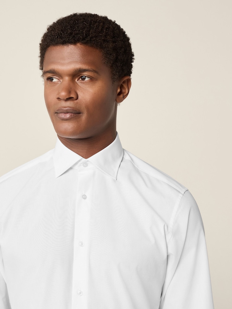 White Slim Fit Cutaway Collar Easy Care Smart Shirt - Image 4 of 7