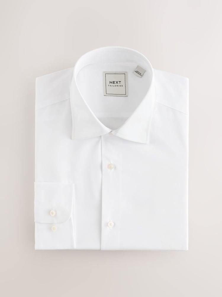 White Slim Fit Cutaway Collar Easy Care Smart Shirt - Image 5 of 7