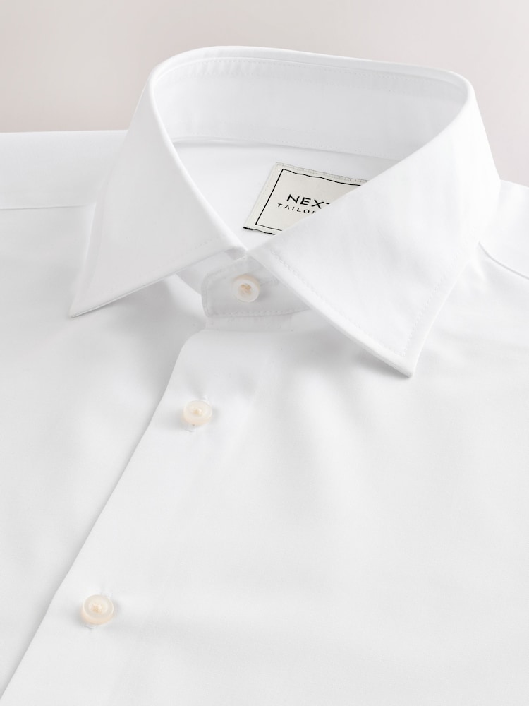 White Slim Fit Cutaway Collar Easy Care Smart Shirt - Image 6 of 7