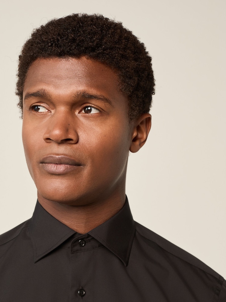Black Slim Fit Cutaway Collar Easy Care Smart Shirt - Image 3 of 7
