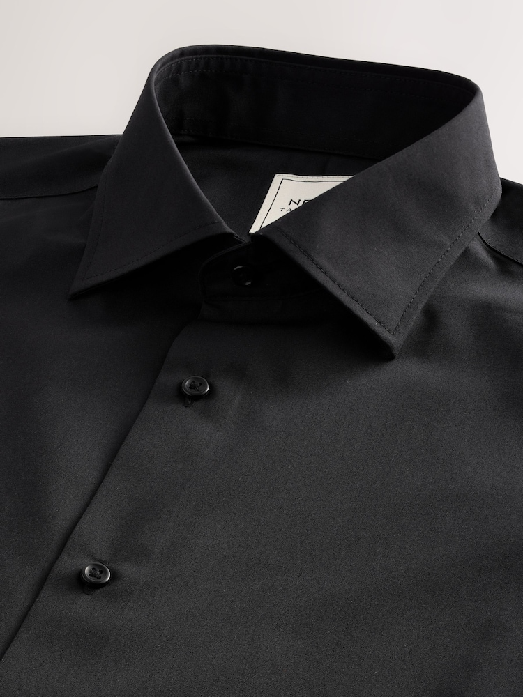 Black Slim Fit Cutaway Collar Easy Care Smart Shirt - Image 6 of 7