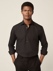Black Regular Fit Cutaway Collar Easy Care Smart Shirt - Image 1 of 7