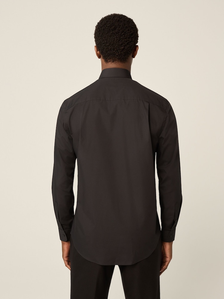 Black Regular Fit Cutaway Collar Easy Care Smart Shirt - Image 2 of 7