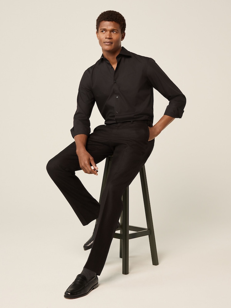 Black Regular Fit Cutaway Collar Easy Care Smart Shirt - Image 3 of 7