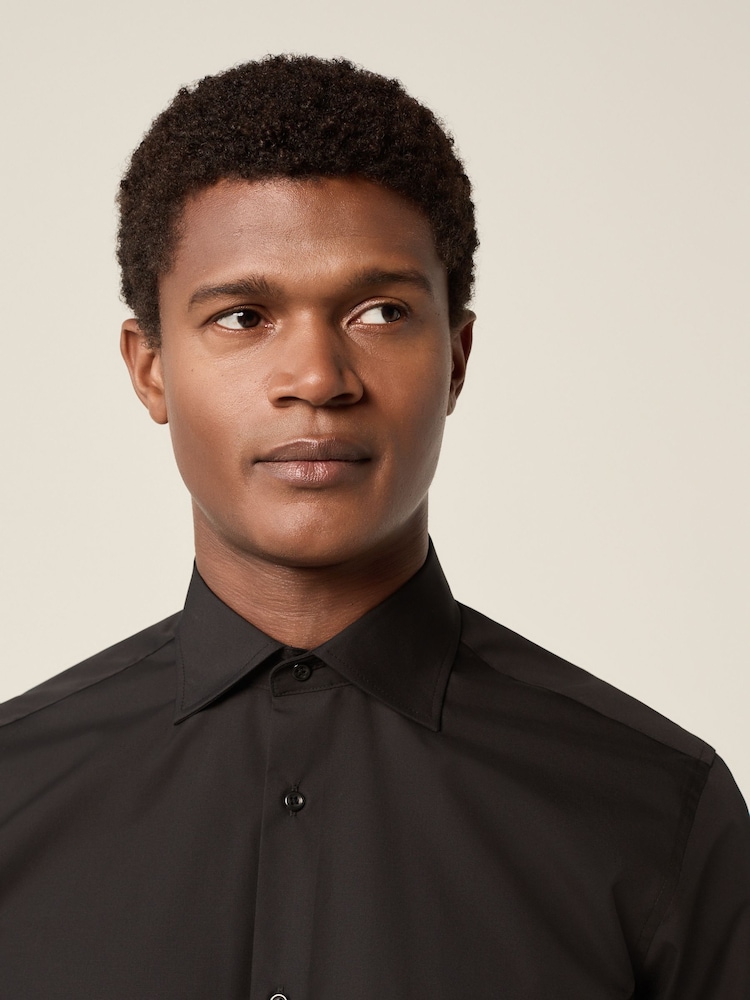 Black Regular Fit Cutaway Collar Easy Care Smart Shirt - Image 4 of 7