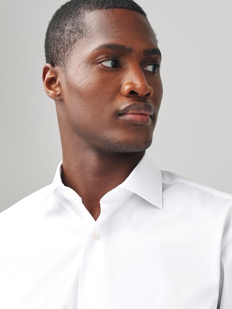White Regular Fit Cutaway Collar Easy Care Smart Shirt - Image 4 of 9