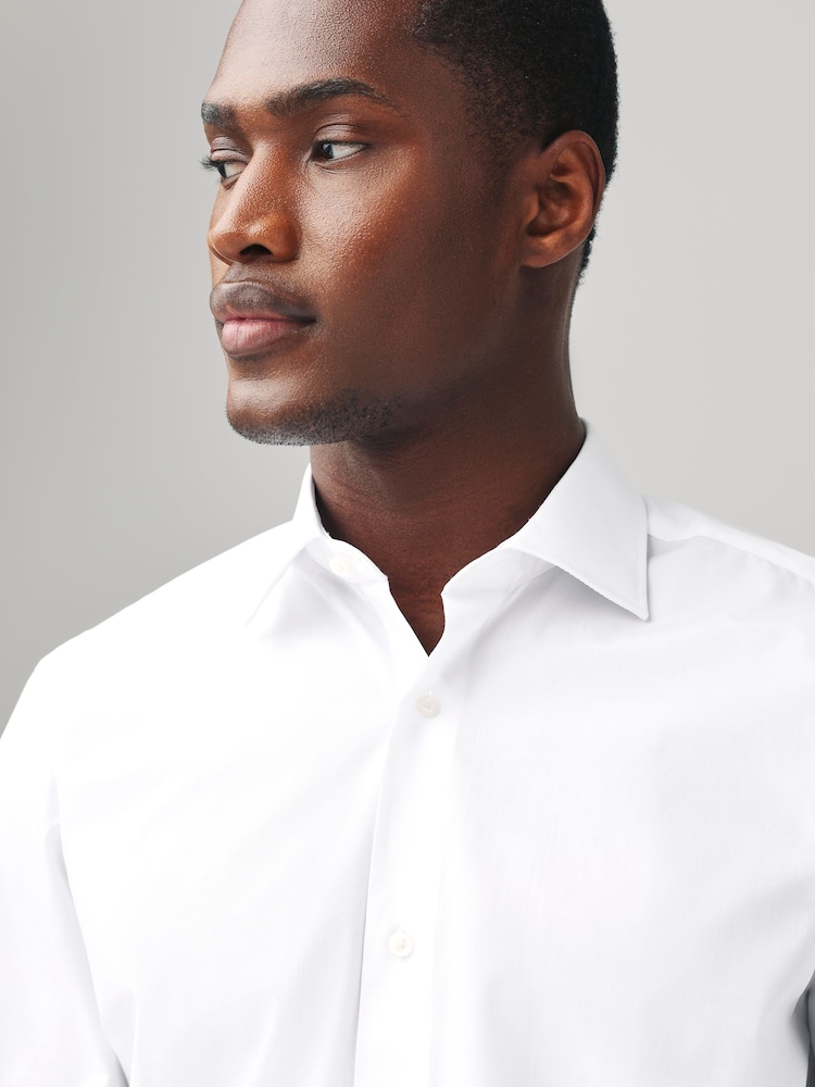 White Regular Fit Cutaway Collar Easy Care Smart Shirt - Image 5 of 9
