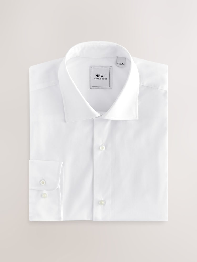 White Regular Fit Cutaway Collar Easy Care Smart Shirt - Image 7 of 9