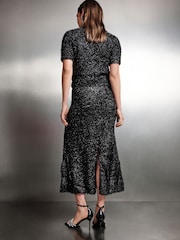 Black Sparkle Tinsel Knitted Co-ord Maxi Skirt - Image 3 of 7
