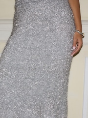 Silver Sparkle Tinsel Knitted Co-ord Maxi Skirt - Image 5 of 8