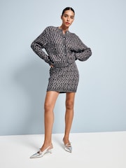 Grey Charcoal Co-ord Sparkle Patterned Knitted Mini Skirt - Image 2 of 8