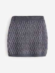Grey Charcoal Co-ord Sparkle Patterned Knitted Mini Skirt - Image 6 of 8