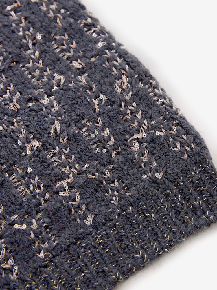 Grey Charcoal Co-ord Sparkle Patterned Knitted Mini Skirt - Image 8 of 8