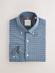 Blue Tile Print Regular Fit Easy Care Oxford Shirt - Image 5 of 7