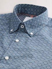 Blue Tile Print Regular Fit Easy Care Oxford Shirt - Image 6 of 7