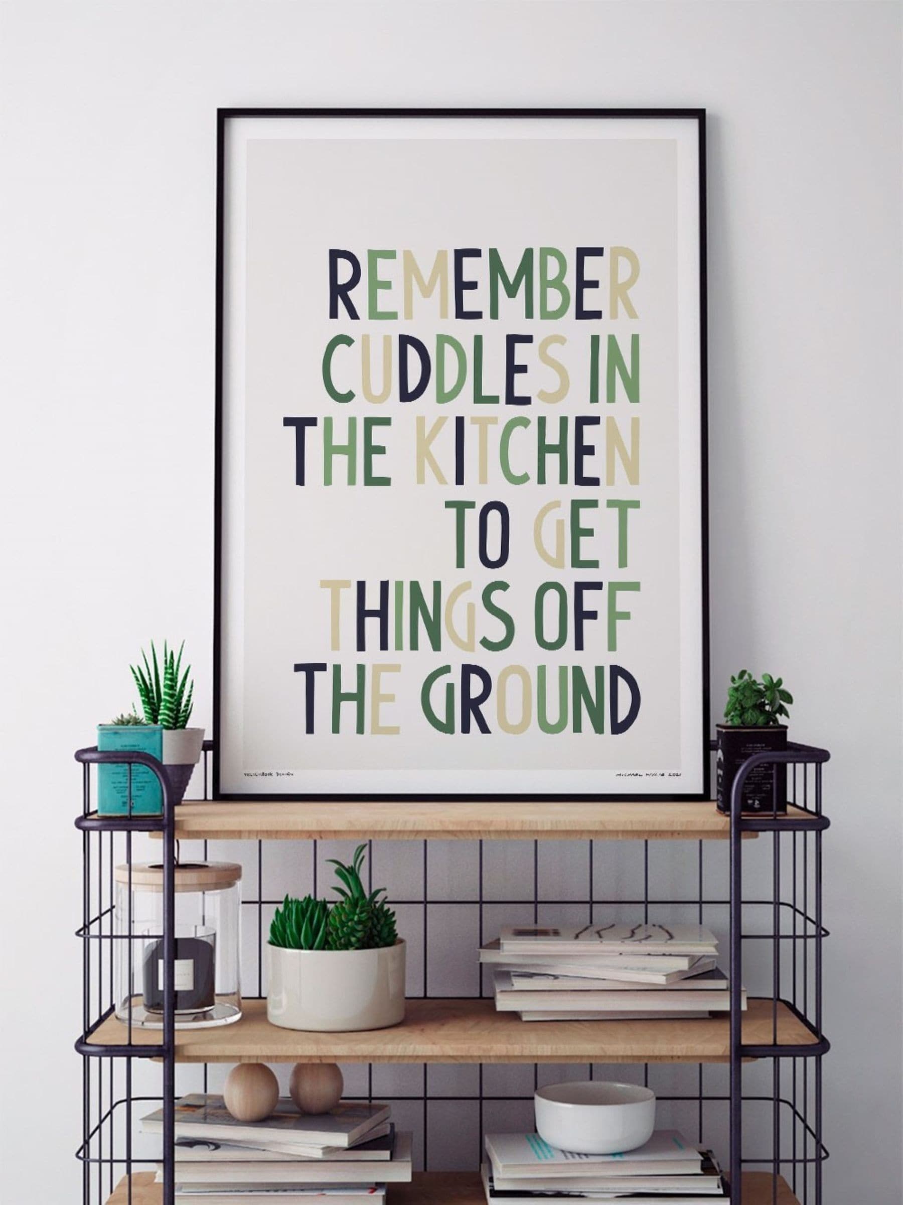 Sketchbook Design Framed Wall Art Print - Remember Cuddles in the Kitchen - Black A3 - Image 2