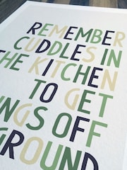 Sketchbook Design Multi Remember Cuddles in the Kitchen  A3 Print Black Frame - Image 4 of 4