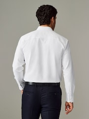 White Regular Fit Long Sleeve Single Cuff Textured Shirt - Image 2 of 6