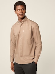 Neutral Marl Regular Fit Button Down Easy Iron Oxford Shirt - Image 1 of 8