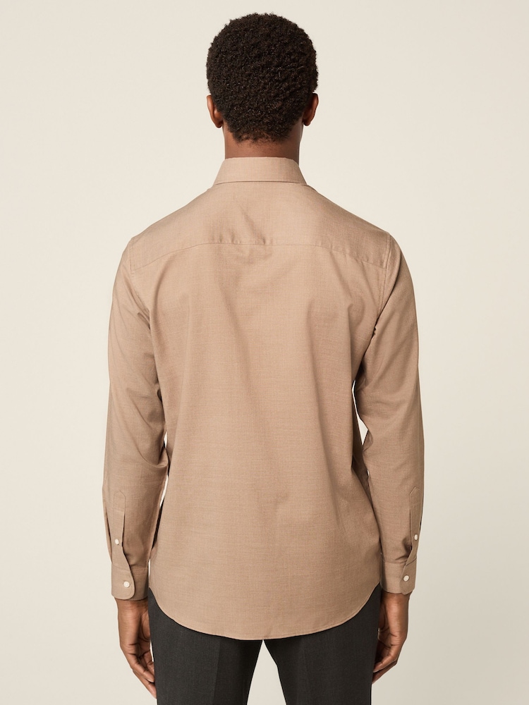Neutral Marl Regular Fit Button Down Easy Iron Oxford Shirt - Image 3 of 8