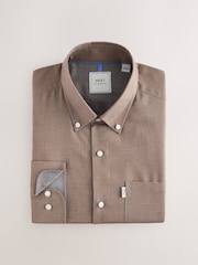 Neutral Marl Regular Fit Button Down Easy Iron Oxford Shirt - Image 6 of 8