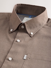 Neutral Marl Regular Fit Button Down Easy Iron Oxford Shirt - Image 7 of 8